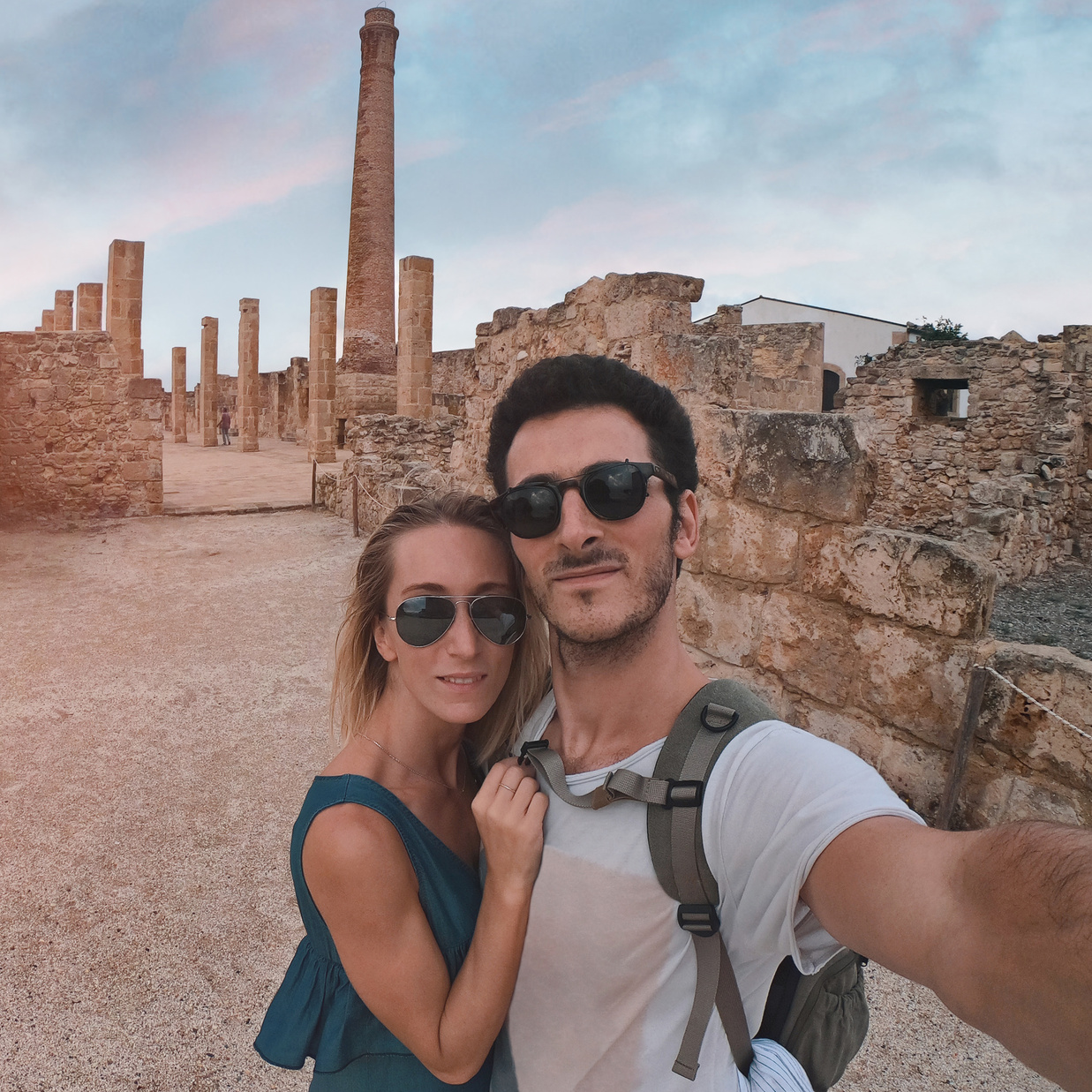 Young couple traveling around Sicily, Italy
